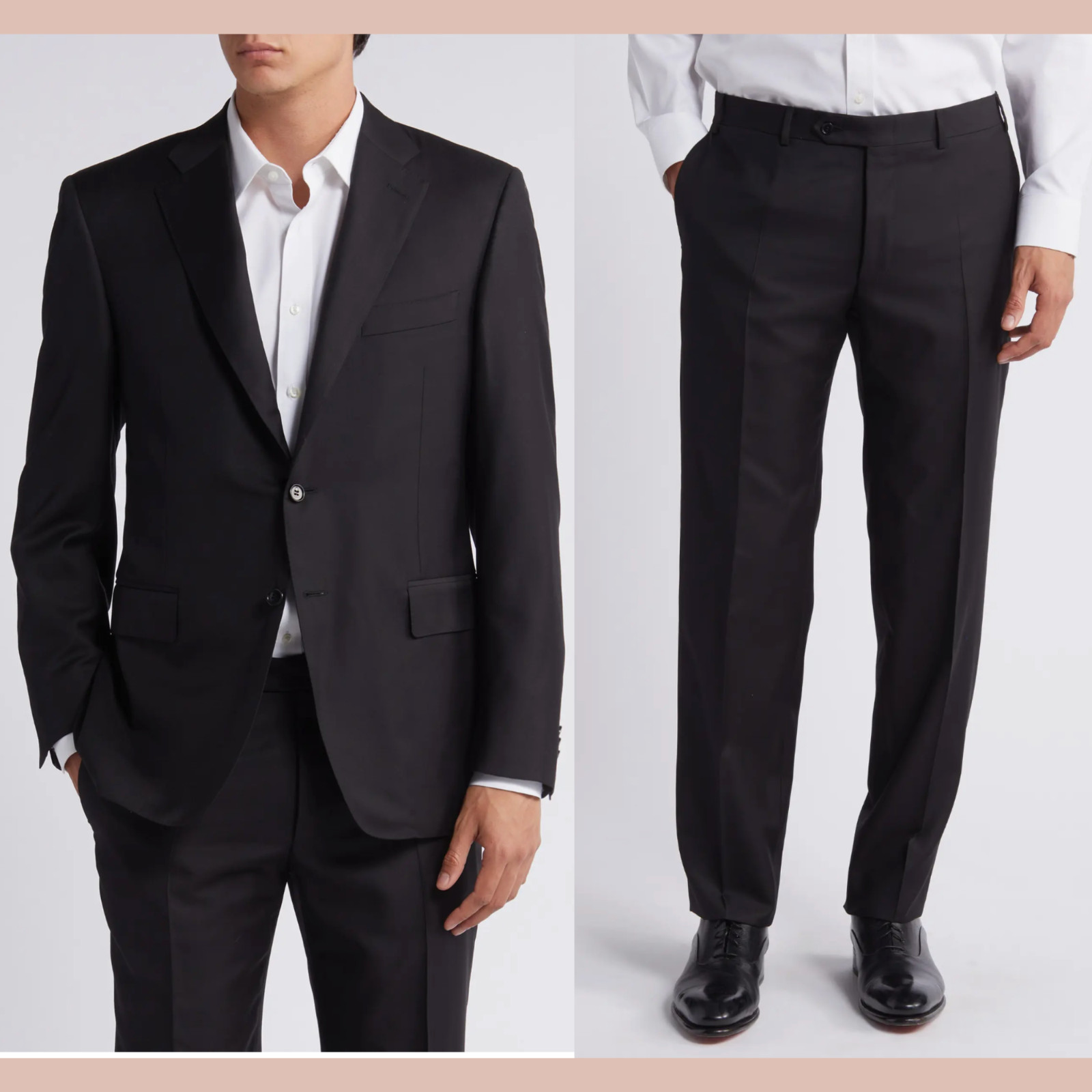 NEW $2295 Canali [ 56C 38 ] 2 Piece Solid Wool Suit Set in Black #J2174 image 2