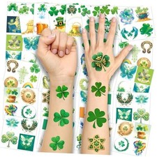 St. Patrick's Day Shamrock Temporary Tattoos  Face Stickers, Waterproof Saint