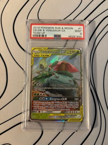 2019 Pokémon Sun & Moon, Celebi & Venusaur GX, PSA 9