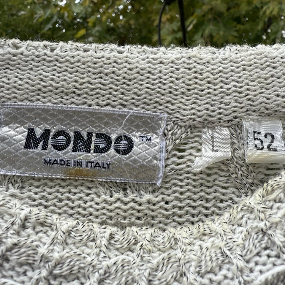 Suéter Tejido Vintage Mondo Beige Mármol Hecho en Italia Talla Grande, Clásico Cálido Foto 3 de 4