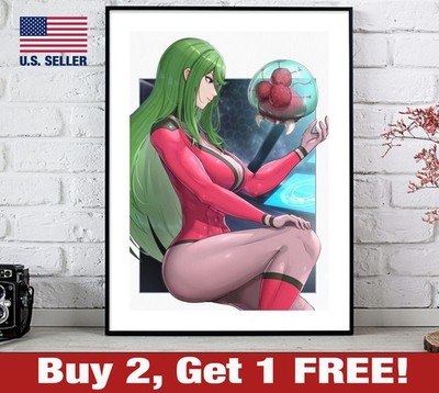 Metroid Poster 18'' x 24'' Print Samus Aran Justin Bailey Green Hair Pink Suit