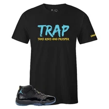 Men's Black TRAP Sneaker T-shirt to Match Air Jordan 11 Retro 'Gamma Blue'