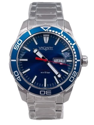 Vagary By Citizen Orologio Uomo Automatico Gear Matic - Quadrante Blu Ghiera Girevole - Acciaio 43mm Ref. IX3-416-71