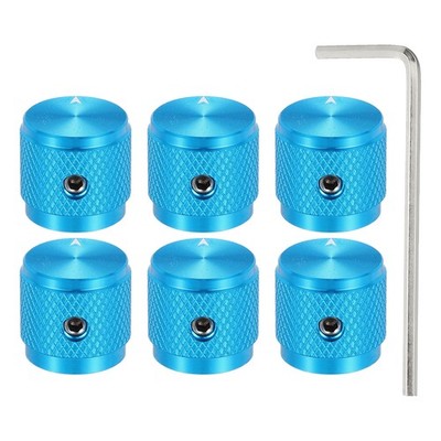 6 Pcs Aluminium Knobs, 1/4'' (6mm) with Arrow Indicator, 5/8'' Blue
