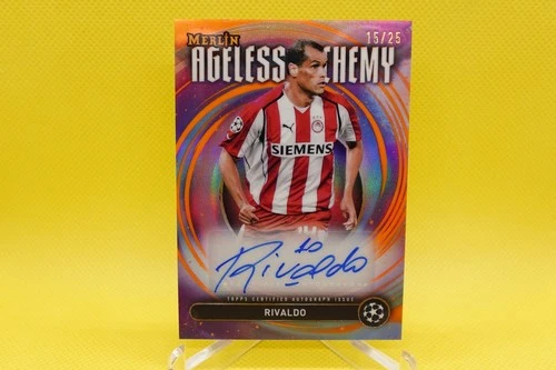 2024-25 Topps Merlin UCC UEFA Ageless Alchemy Rivaldo Auto Orange Refractor /25