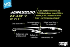 Nomad Design Live Ops Jerksquid 7" Soft Plastic Fishing Lure - Choose Colour BRA