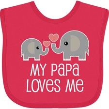 Inktastic My Papa Grandpa Loves Me Baby Bib Grandson Son Childs Boys Girls Cute