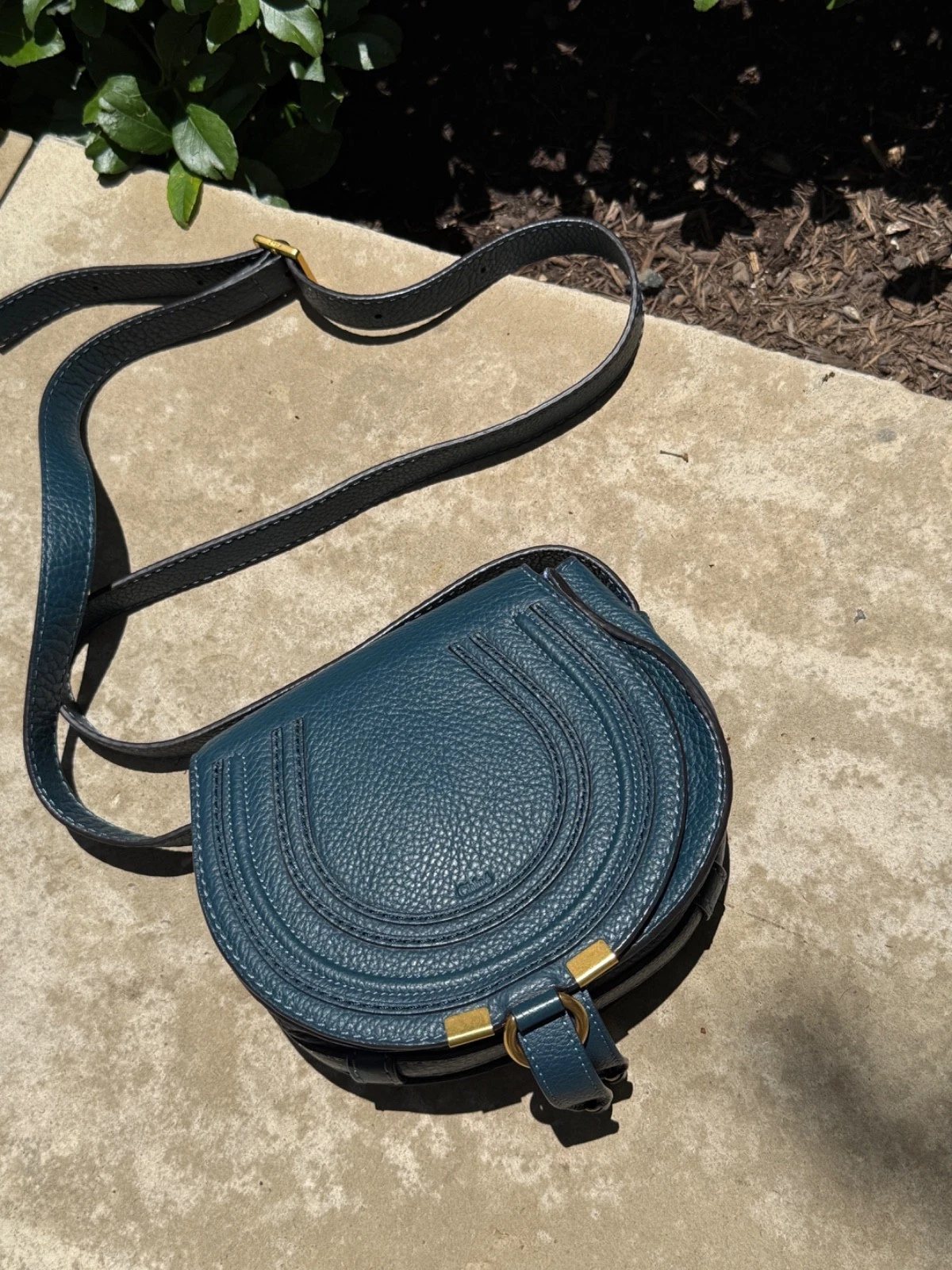 Chloe — Chloe Marcie Small Blue Leather Crossbody Bag
