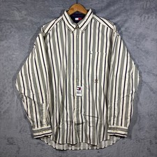 Vintage NWT Tommy Hilfiger Men XL Button Down Shirt Striped Long Sleeve New Vtg