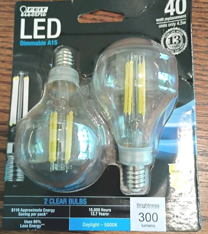 Lot Feit BPA1540C/850/LED 4.5W A15 Filament LED Bulb E12 5000K 120V 12 Bulbs - Image 2 of 4