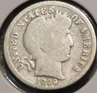 Silver Dime - Barber - 1899-S (Cleaned)