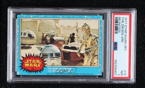1977 OPC Star Wars #12 The droids are reunited! — PSA 7