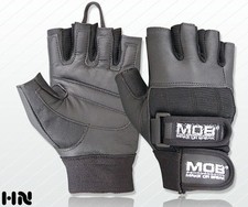 PADDED LEATHER WEIGHT LIFTING GLOVES FITNESS TRAINING CYCLING GYM - DOUBLE STRAP