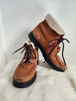 American Eagle Sherpa-Lined Brown Suede Ankle Boots Women's Size