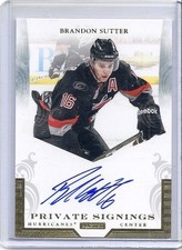 11-12 2011-12 PANINI BRANDON SUTTER PRIVATE SIGNINGS AUTOGRAPH BSU HURRICANES