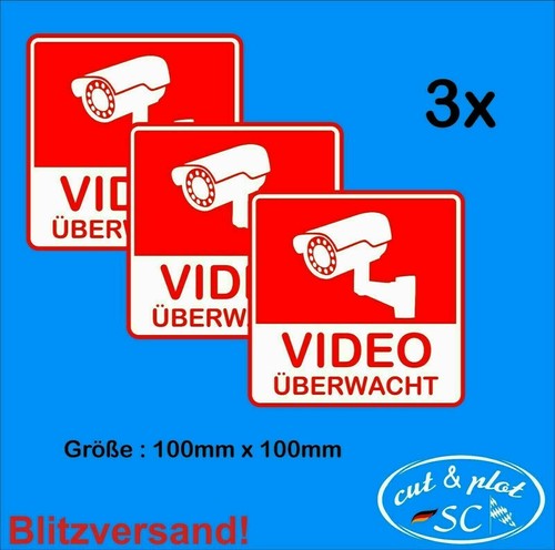 3 Videoüberwacht Warnaufkleber Videoüberwachung Alarmaufkleber Sticker SC094 - Bild 4 von 8