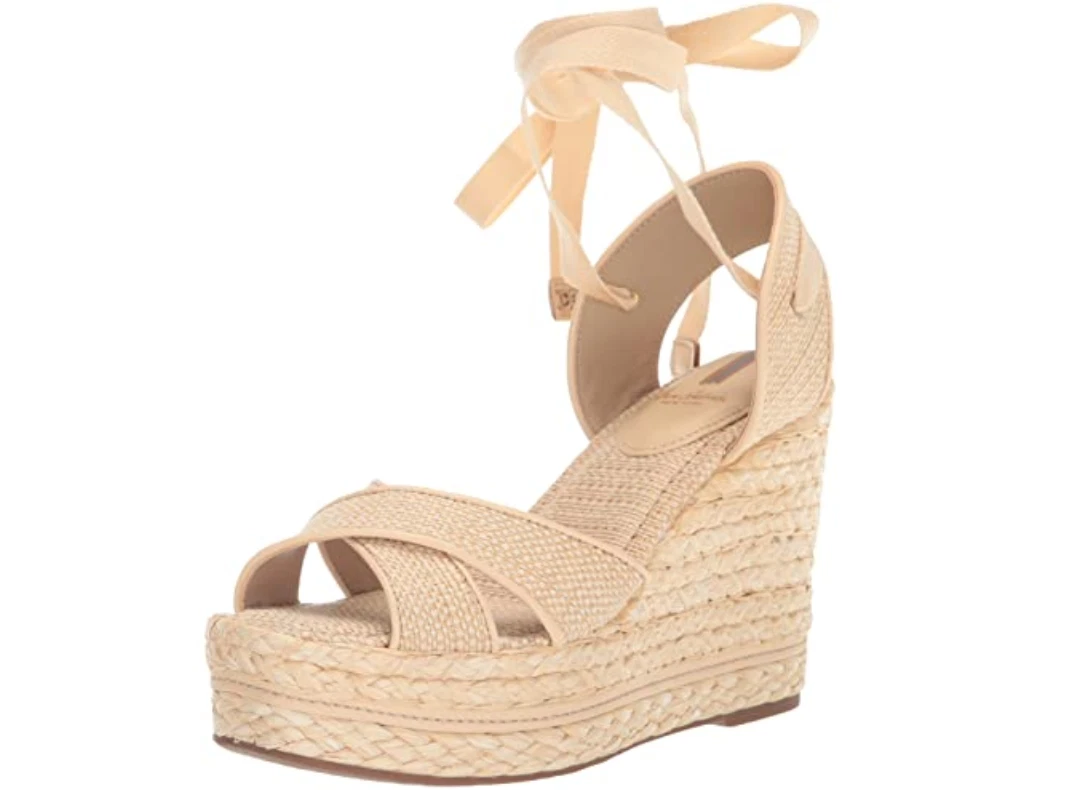 Sam Edelman Vaughn Paisley Raffia Wedge Sandals Natural Size 9 240381