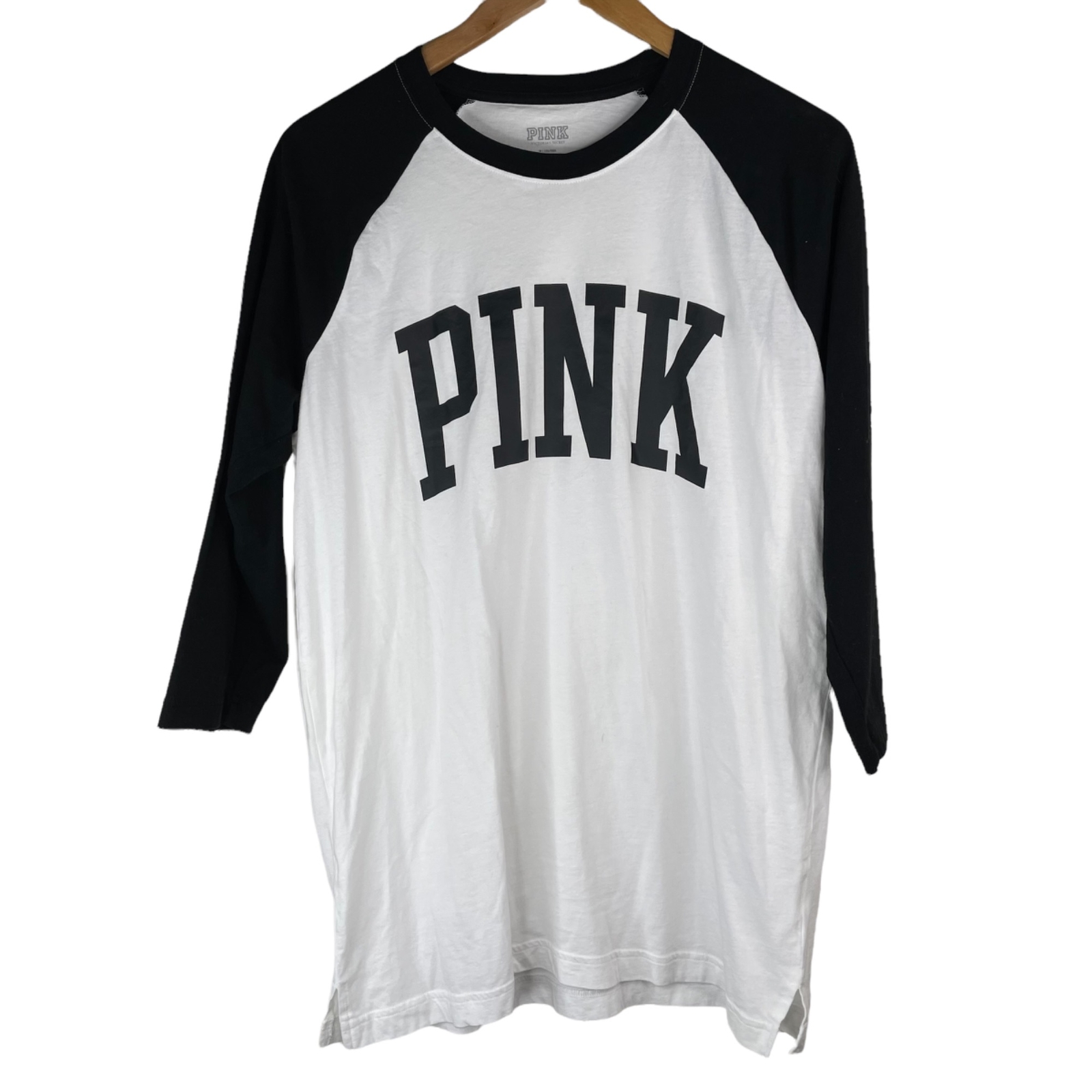 PINK Victoria's Secret Campus Baseball Tee Raglan 3/4 Sleeve White Women's M | eBay