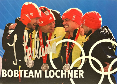 Autograph Johannes LOCHNER 2 x Olympic Silver 2022 2/4 Bob 26 Olympic Victory XYZ