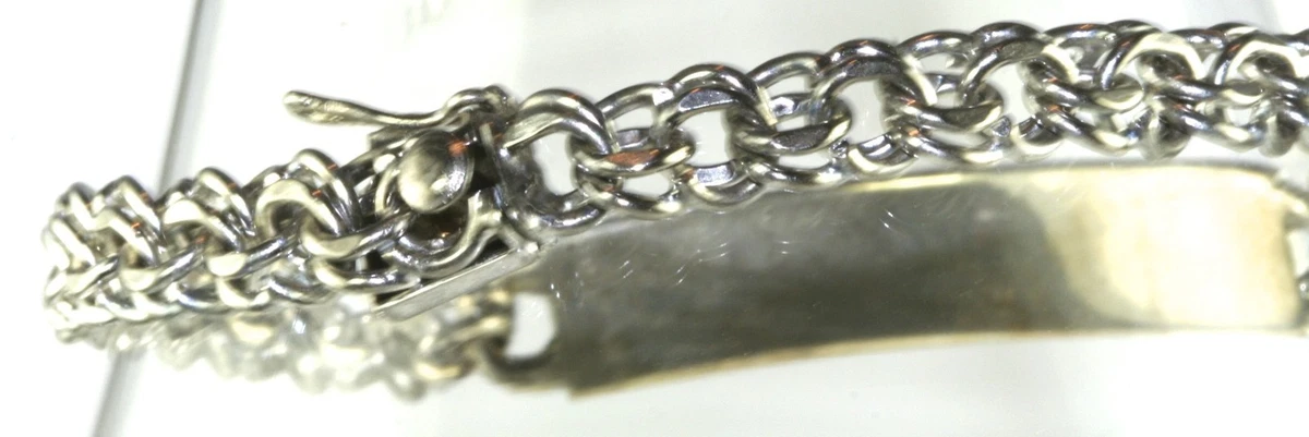 VINTAGE MENS STERLING SILVER 8.25 INCH ID SIGNET BRACELET eBay