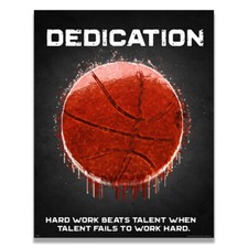 Basketball Dedication Work Motivational Poster Art Print Boys Kids Room Wall