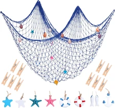 28 Pcs Fishnet Decorative Nature Fish Net Wall Decoration Set Hanging Decor New 