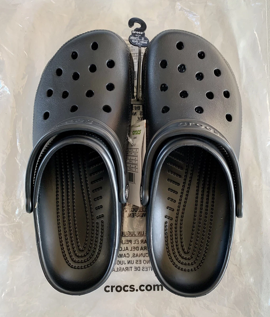 Brand New NWT Crocs Unisex US m9/w11 Classic Clogs Black 10001-001  