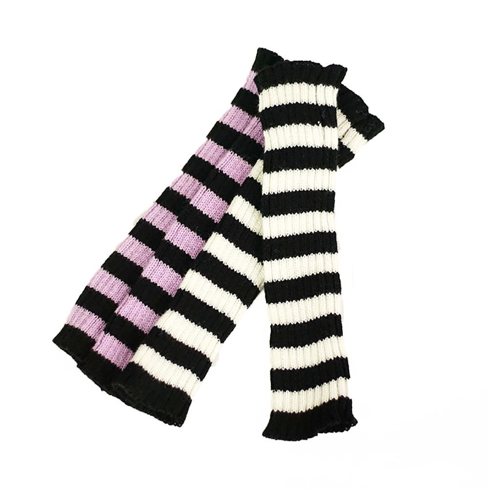Cycling Striped Arm Sleeves Long Sleeves Knitted sleeve Fingerless