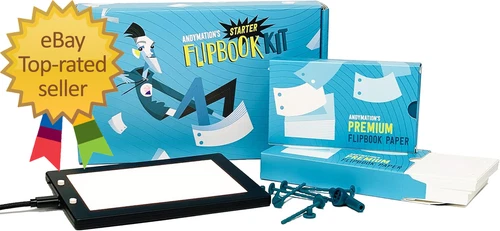 Official 'S Flipbook Starter Kit for Kids & Adults with LED Light Pad for Drawin