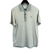 Lacoste Polo Shirt Green Striped Mens Short Sleeve Size 5 / Large Flawed Vintage