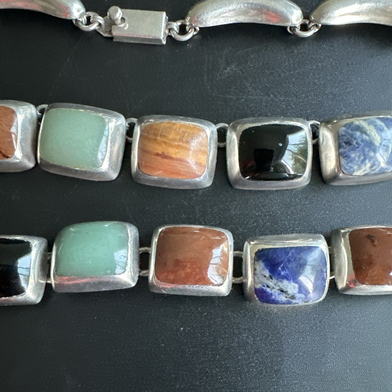 925 Sterling Silver Cabochon Multi Gemstones Neck… - image 6