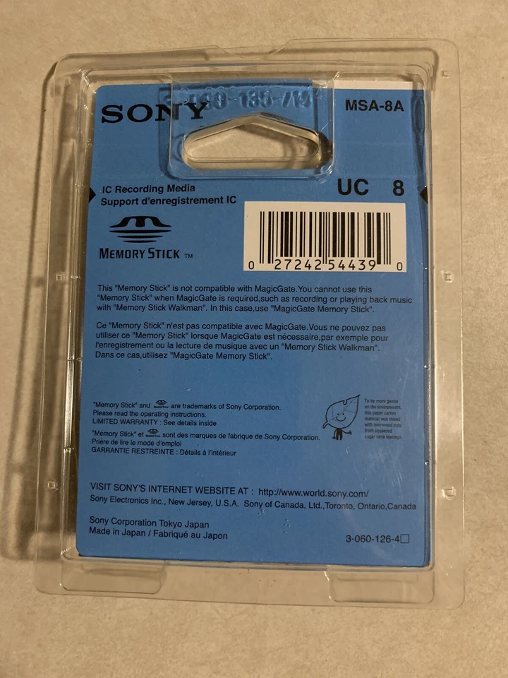 Vintage- NEW Sony 8MB Memory Stick Card - MSA-8A - Image 2 of 2