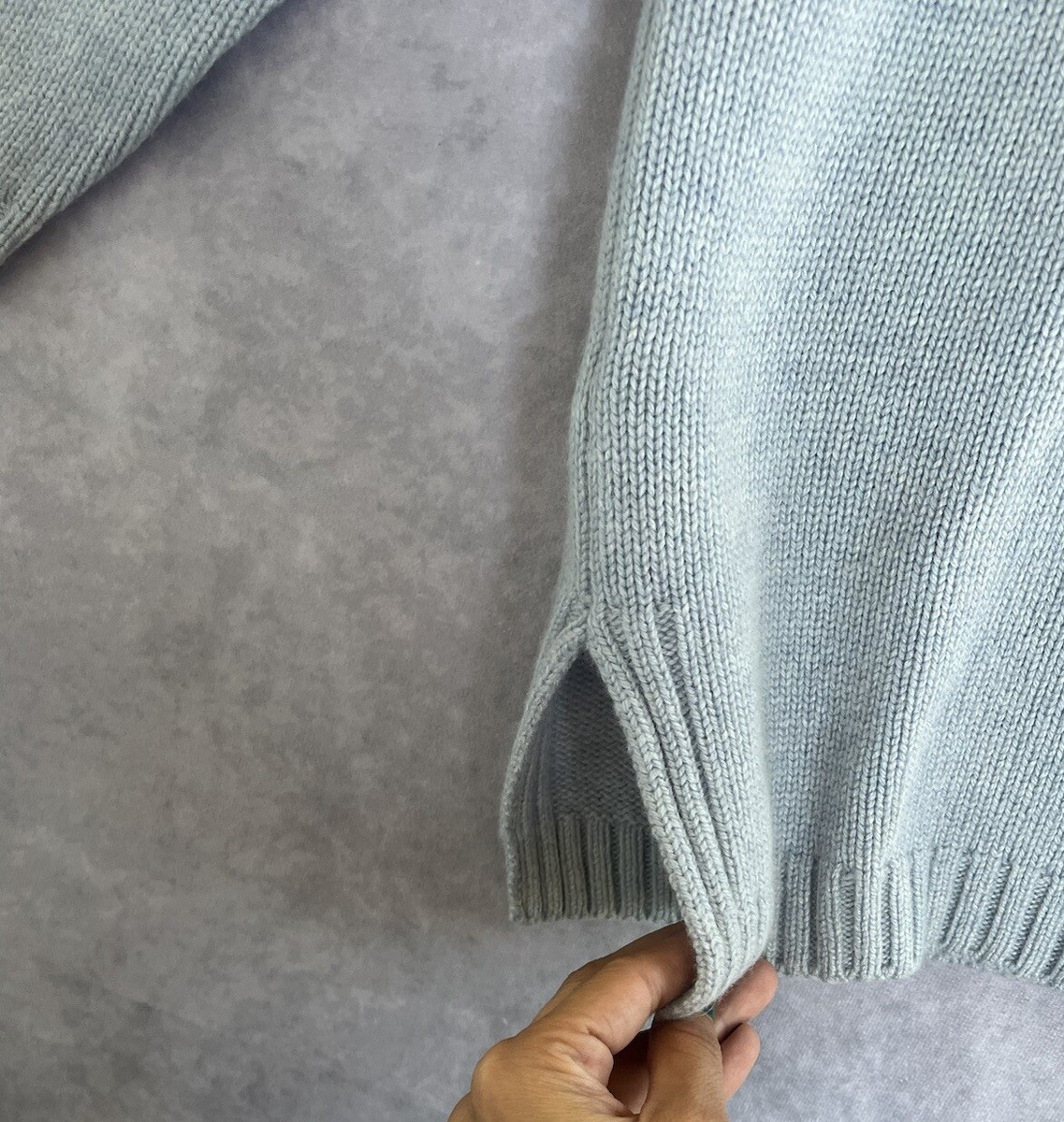 Blumelange Cashmere Wool Knit Light Blue Sweater Size Lg