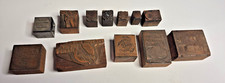 Vintage Letterpress Type Printing Block Metal Copper on Wood 12 Stamps