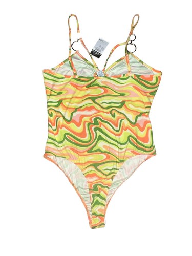 Neu Mod Psychedelic Body orange gelb grün marmoriert Rue21 Damen Junior L - Bild 2 von 7