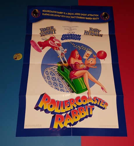 ROLLERCOASTER JESSICA RABBIT VTG ORIG POSTER DICK TRACY 90' & PROMO ...