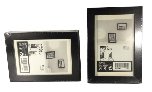 Lote de 2 Marcos Ikea Ribba 4" x 6" Marcos de Fotos Negros [10 x 15 cm]