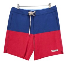 FAIR HARBOR Board Shorts Red Blue Colorblock Unlined Size 33