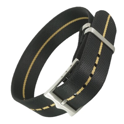 Premium NATO Strap Uhren Armband elegante Schliesse schwarz + sand 18 mm  6831