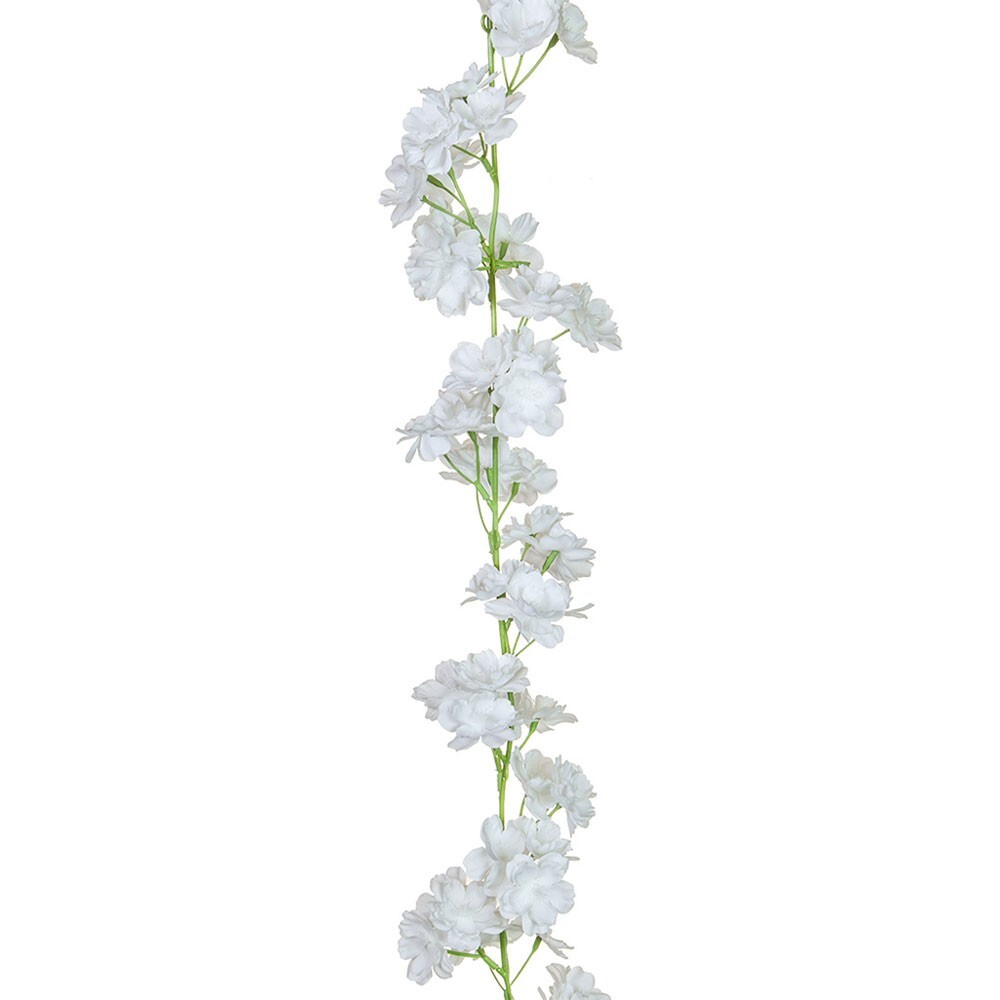 White Faux Silk Spring Blossom Garland 180cm/71 Inches Long Fire Retardant