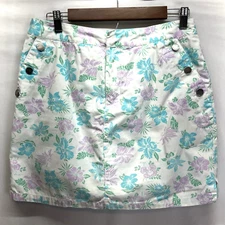 Croft & Barrow  Womens White Pastel Floral Corset back Skort Skirt Size 8