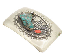 ZUNI NAVAJO 925 Silver  Vintage Large Carved ...