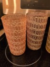 Vintage 4 - 1950s Rubber Spaghetti String Glass Bar Cups Small Juice Size — photo 4