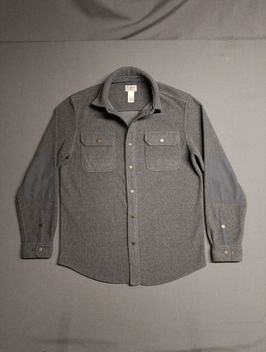 LL BEAN Allagash Fleece Overshirt Shacket Elbow Patches Brown Mens S M Mint  👌 | eBay