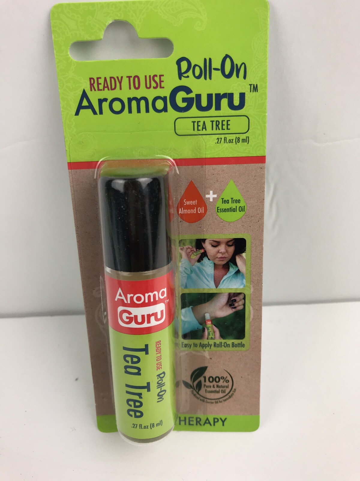 4PK Aroma Guru Roll on Essential Oil Muscle Ease, Peppermint, Lavender