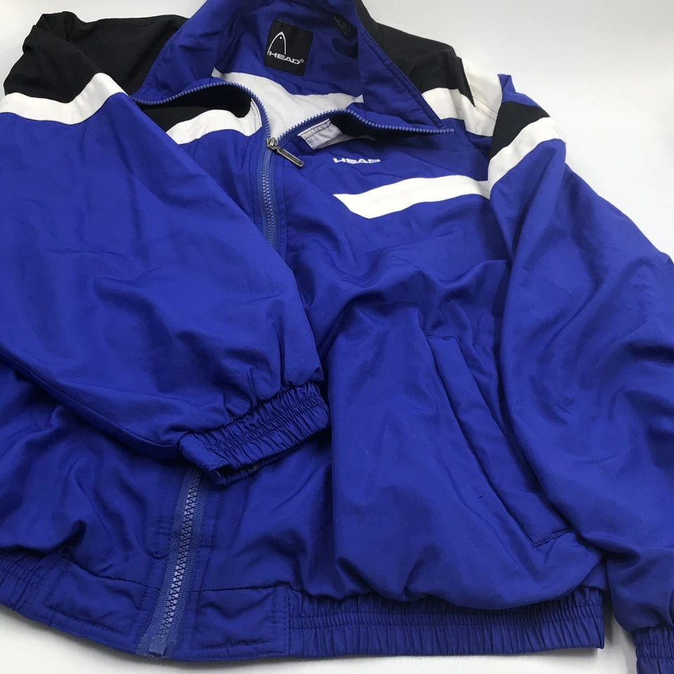 Chaqueta cortavientos vintage HEAD años 80 90 cremallera completa para hombre talla L pista tenis Foto 3 de 4