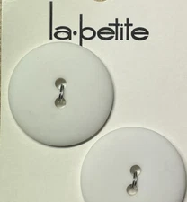 la petite Round White Matte 2-Hole Flat Buttons #60 ~ 1" (25mm) | 2 Pack