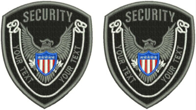 SECURITY SHOULDERS  EMBROIDERY PATCH 4.253.75 SEW ON on back BLK/gray