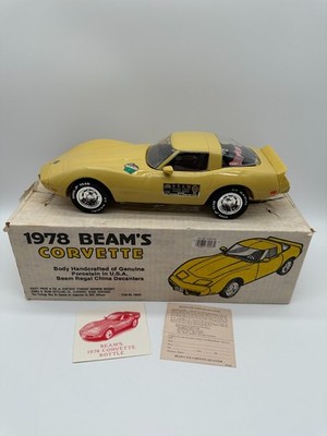 Jim Beam 1978 Yellow Corvette Whiskey Decanter With Original Box (Empty) - READ