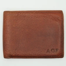 Vintage Orvis American Bison Leather Bifold Wallet 8 Card Slots 2 Bill Sections